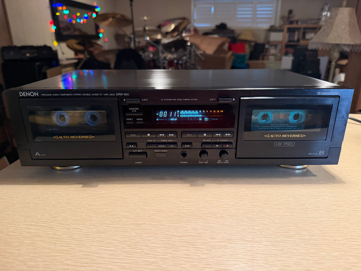 Denon DRW-660 Stereo Cassette Tape Deck Dolby B C S NR HX Pro Vintage Serviced!
