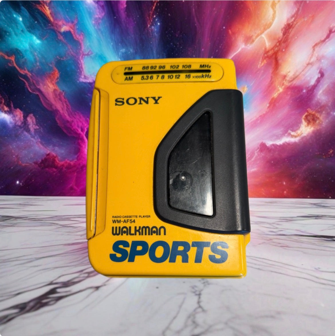 Sony Walkman Sports Audio Cassette AM/FM Radio WM-AF54 Yellow Clean SERVICED🔥🎶