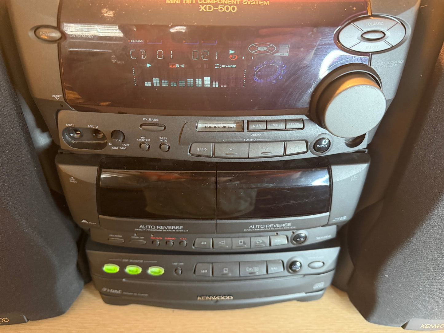 Kenwood XD-500 Stereo 3 Compact Disc Changer 2 Cassette Decks Fully Operational!