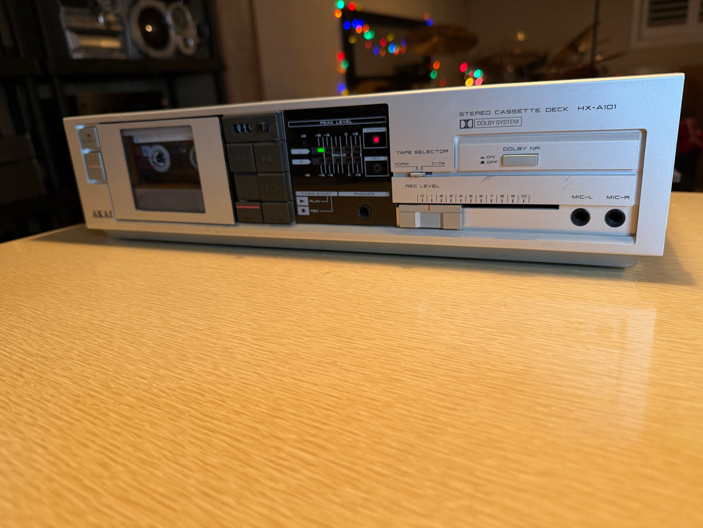 AKAI HX-A101 Stereo Double Cassette Deck SERVICED Sounds Great Silver Beautiful