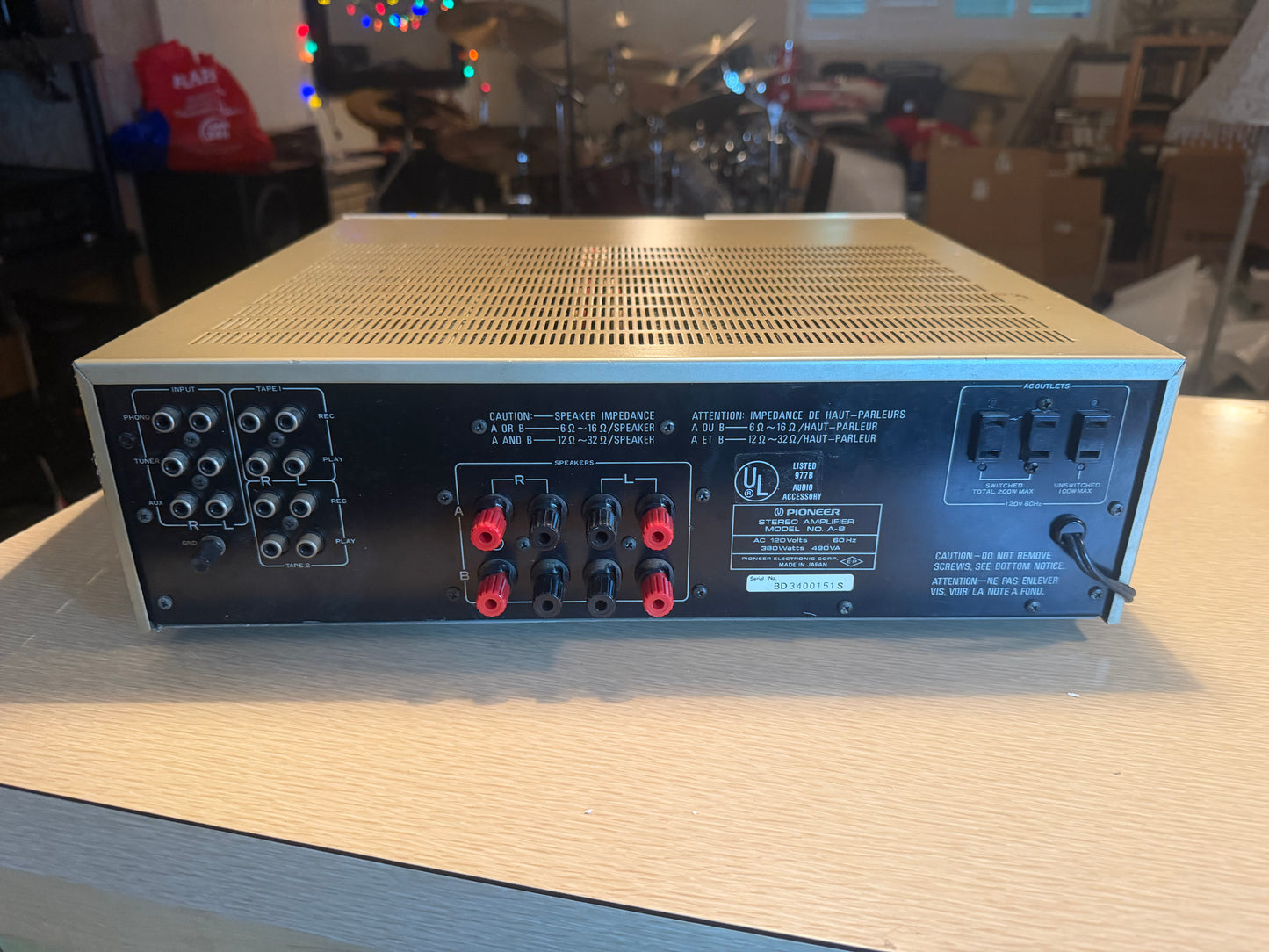 Vintage Pioneer A-8 Stereo Non Switching Amplifier Gold Champagne Fresh Service!