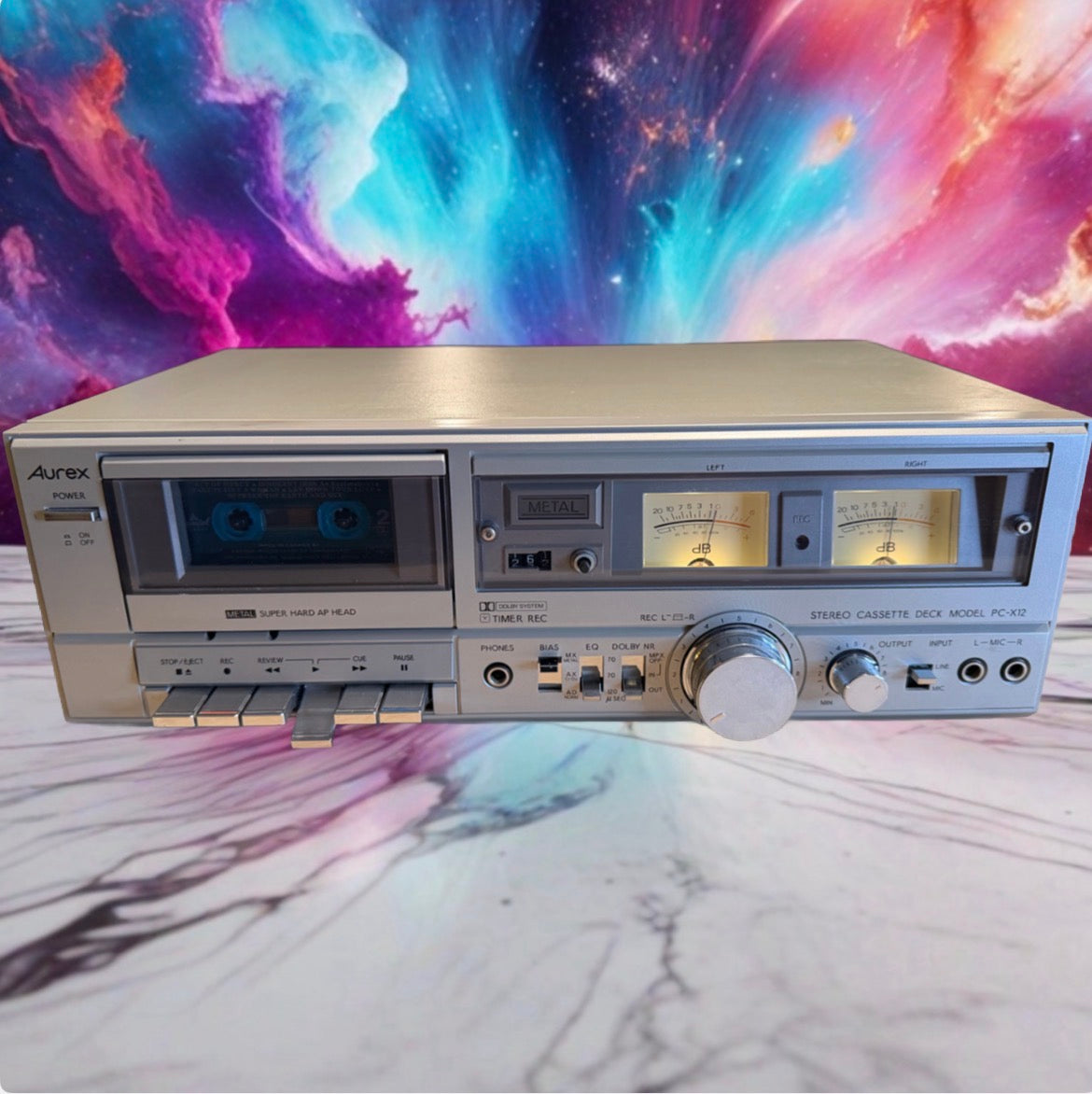 Vintage Toshiba Aurex Cassette Tape Player Deck PC-X12 Full Fresh Service X Rare