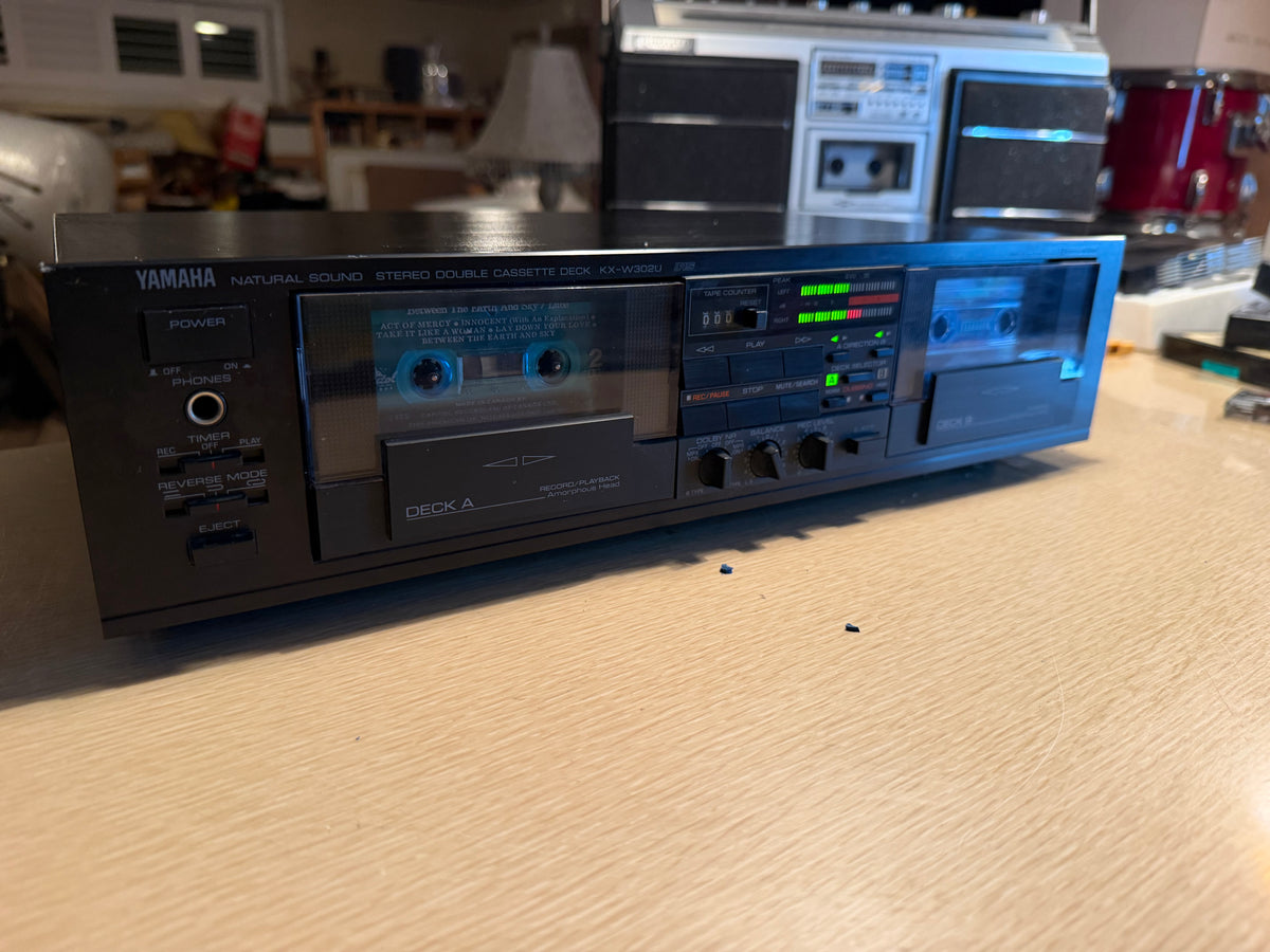 Yamaha Natural Sound Stereo Double Cassette Deck KX-W302U - Clean Serviced Rare!