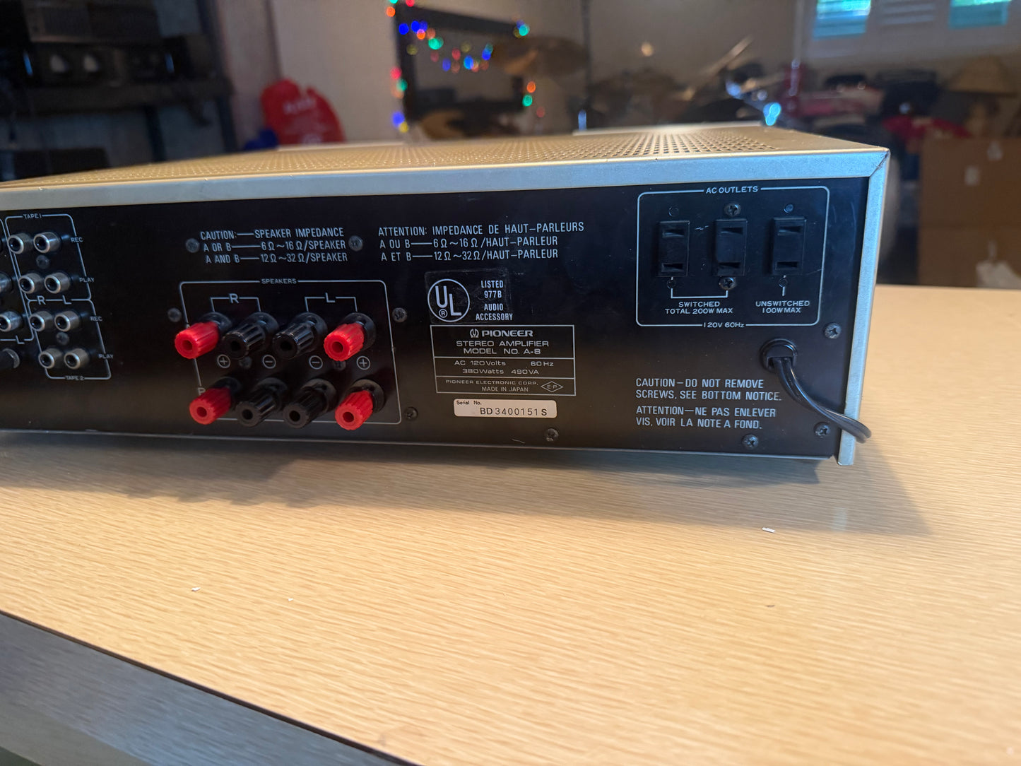 Vintage Pioneer A-8 Stereo Non Switching Amplifier Gold Champagne Fresh Service!