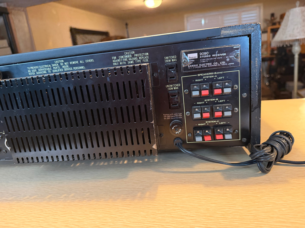 Sansui 9090 Vintage Stereo Receiver w/ Wood Case POWERS ON !!!READ DESC!!!