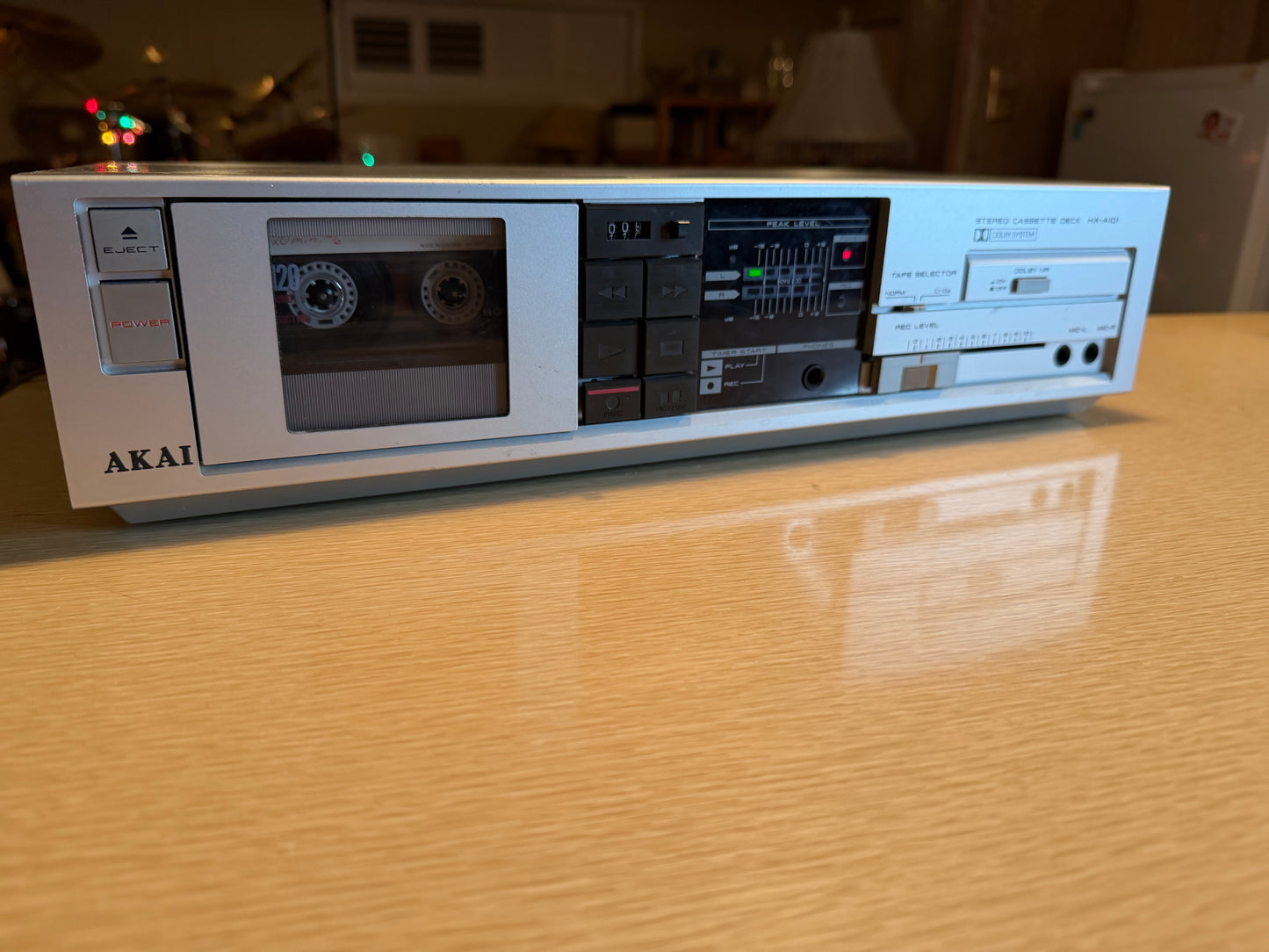 AKAI HX-A101 Stereo Double Cassette Deck SERVICED Sounds Great Silver Beautiful