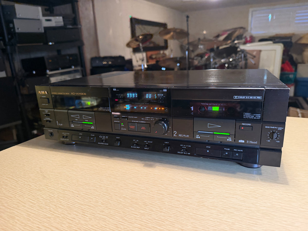 AIWA AD-WX909 Double Cassette Deck Rare 3 Head Hybrid Audiophile Fresh Service🔥