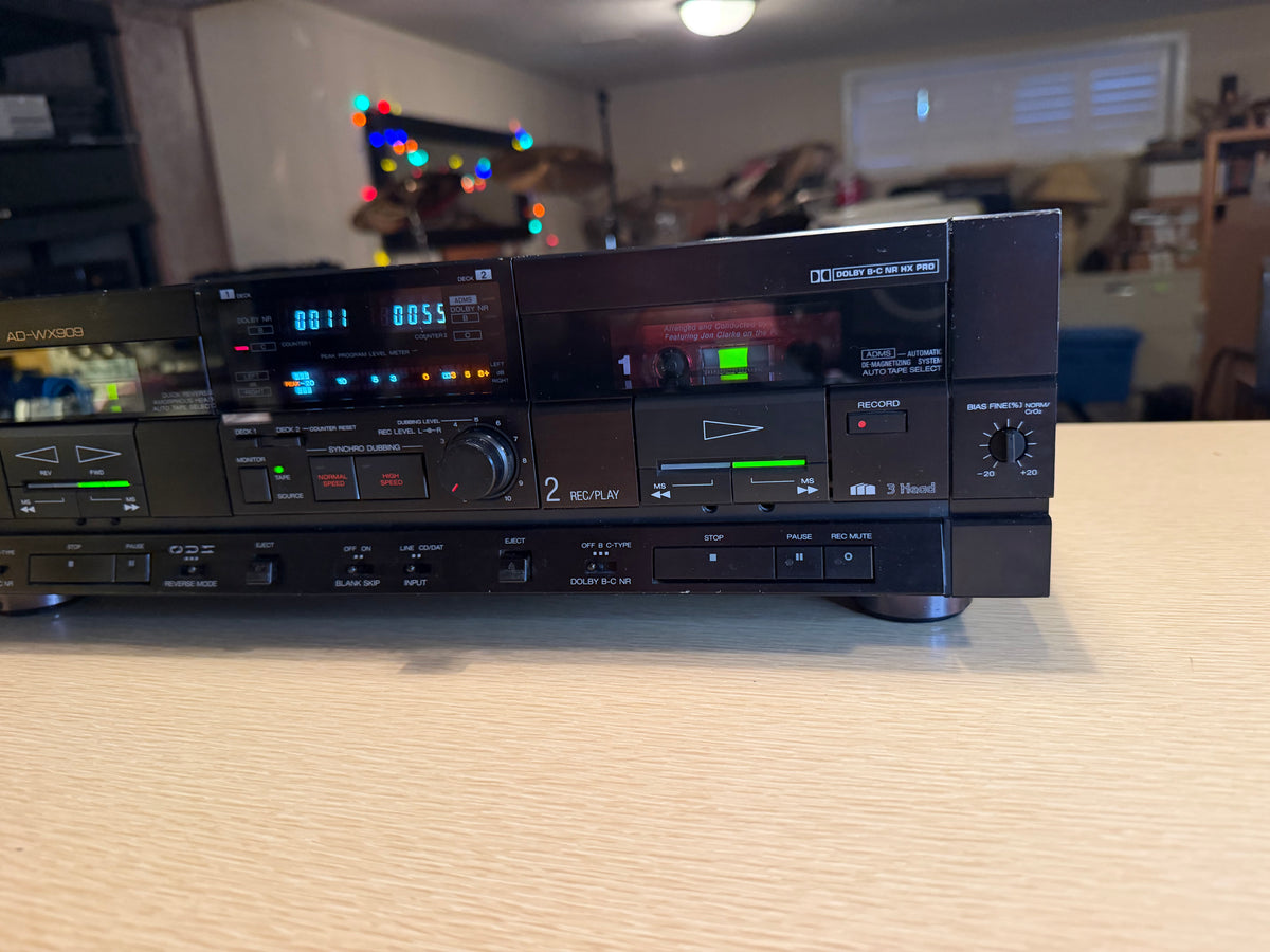 AIWA AD-WX909 Double Cassette Deck Rare 3 Head Hybrid Audiophile Fresh Service🔥