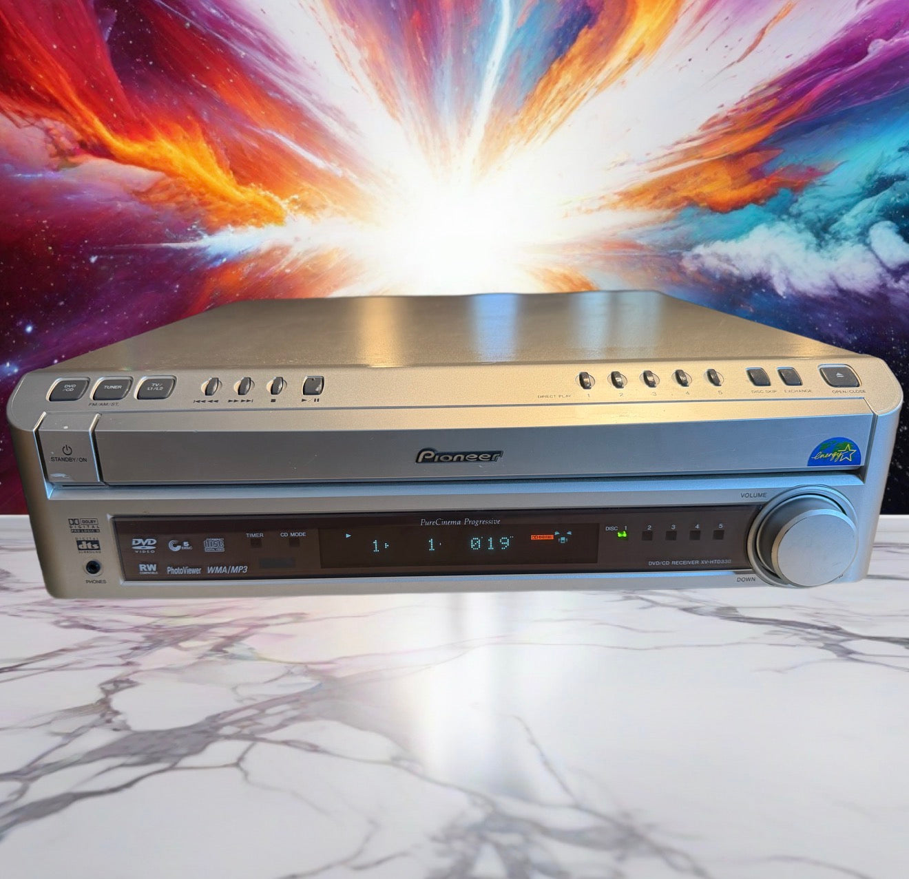 Pioneer XV-HTD330 5-Disc CD/DVD Home Theater A/V Receiver W NEW Remote Tested🔥