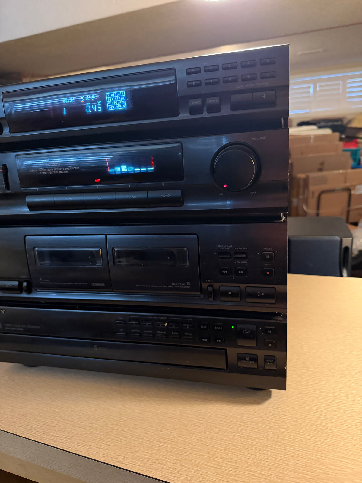 Vintage Sony R2400 Stereo System 5 CD Receiver Deck HCD-241 Tested Working Tank!