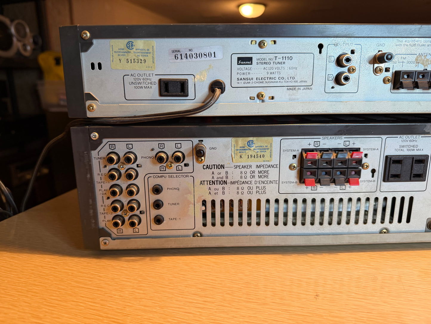 Sansui A-1110 Integrated DC Servo Stereo Amplifier & T-1110 Tuner Tested V Rare!