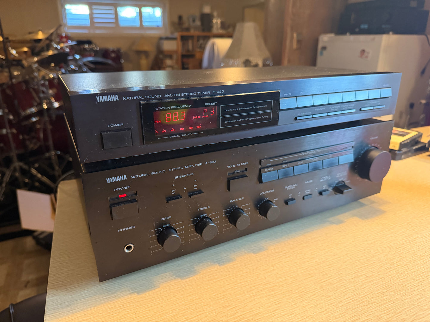 Yamaha A-520 Natural Sound Amplifier + t-420 Tuner Serviced Cleaned Sounds GR8🔥