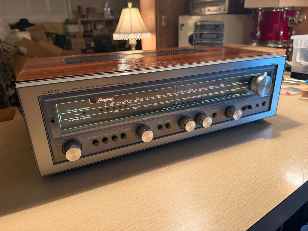 Luxman R‑3055 Stereo Reciever Rosewood Amplifier Near Mint Fresh Pro Service🔥🎶