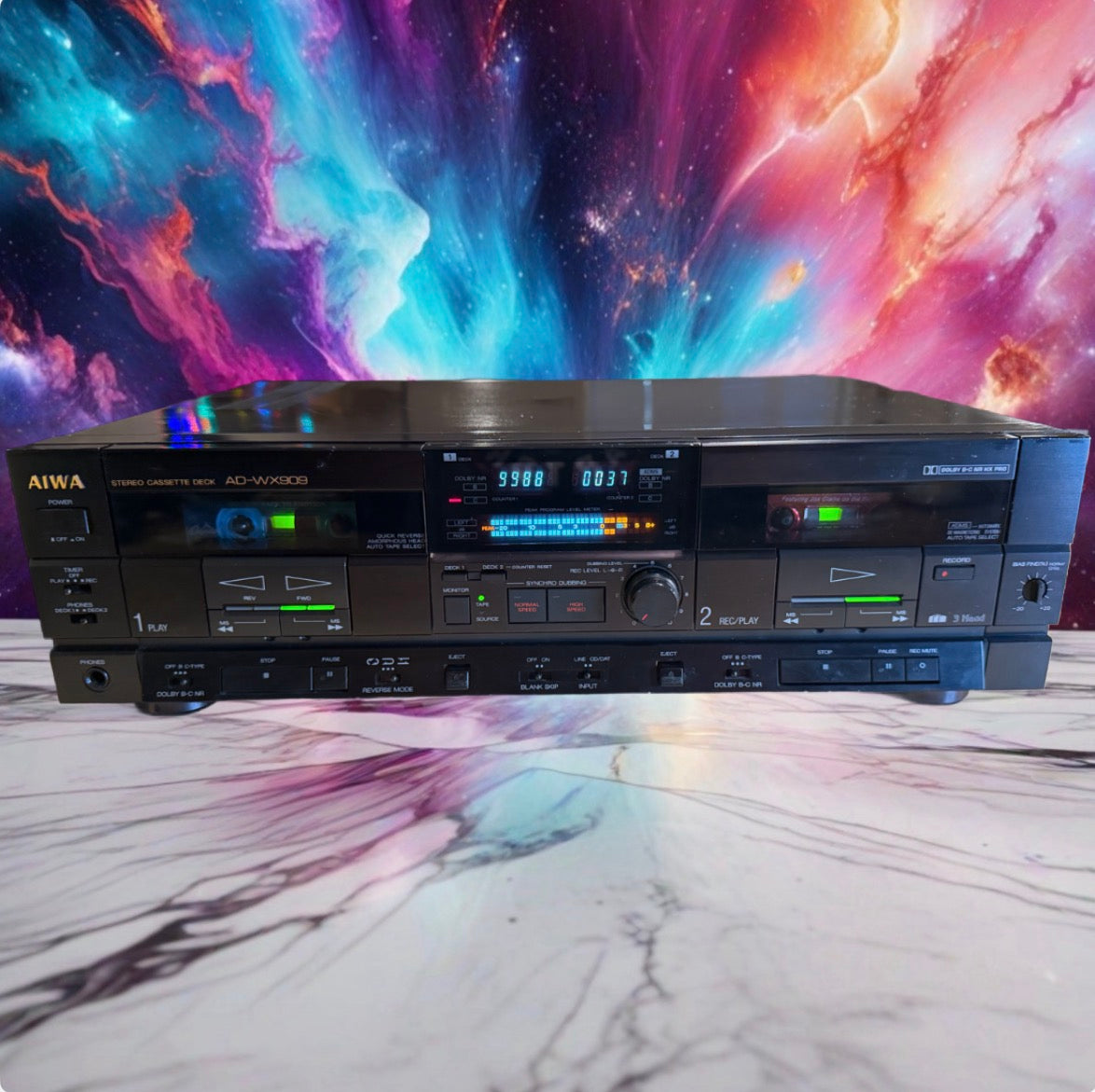 AIWA AD-WX909 Double Cassette Deck Rare 3 Head Hybrid Audiophile Fresh Service🔥