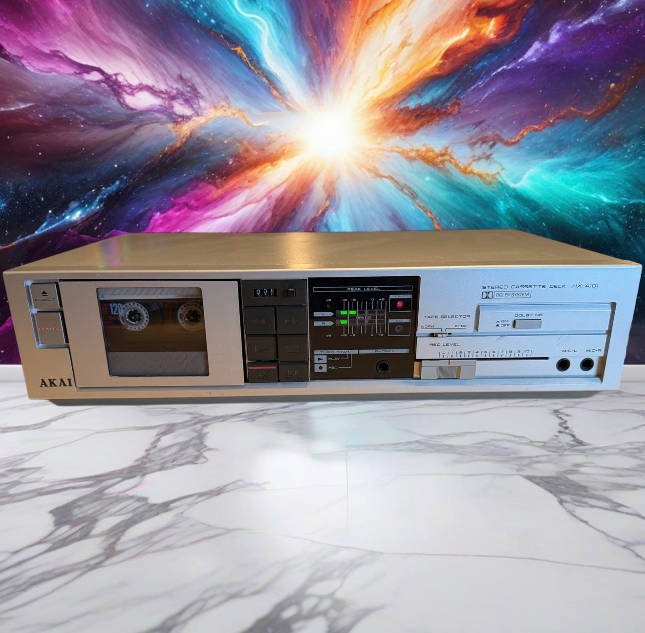 AKAI HX-A101 Stereo Double Cassette Deck SERVICED Sounds Great Silver Beautiful
