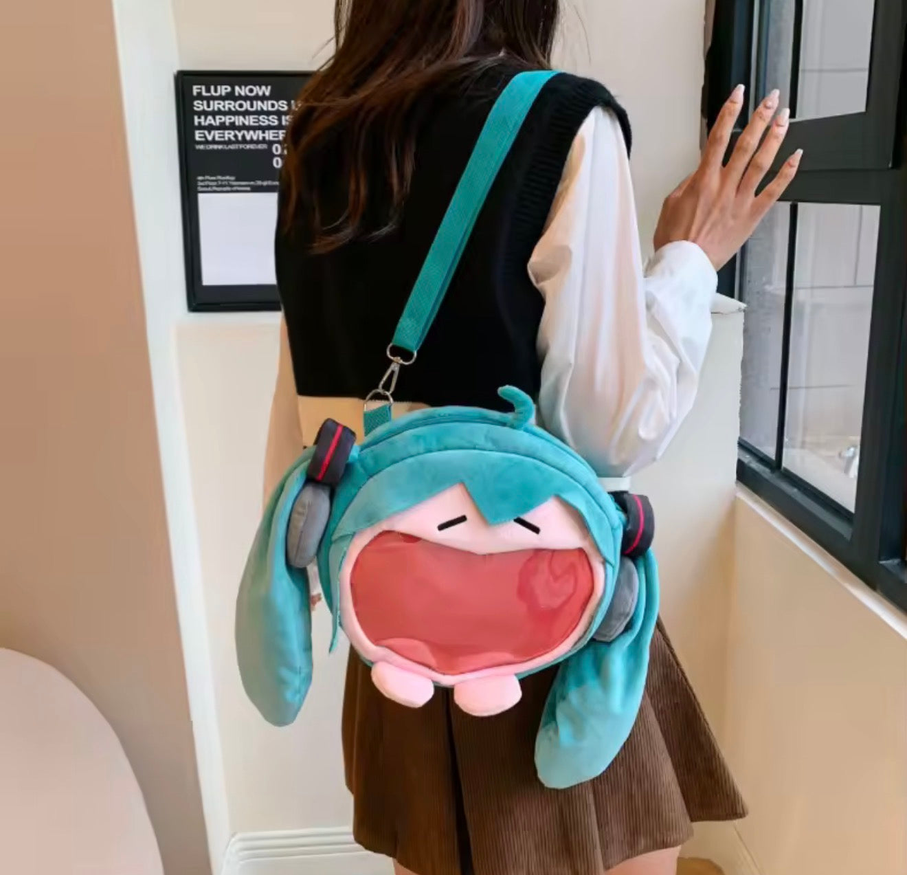Hatsune Miku Plush Shoulder Bag Backpack Kawaii Anime Knapsack Student Gift Cute