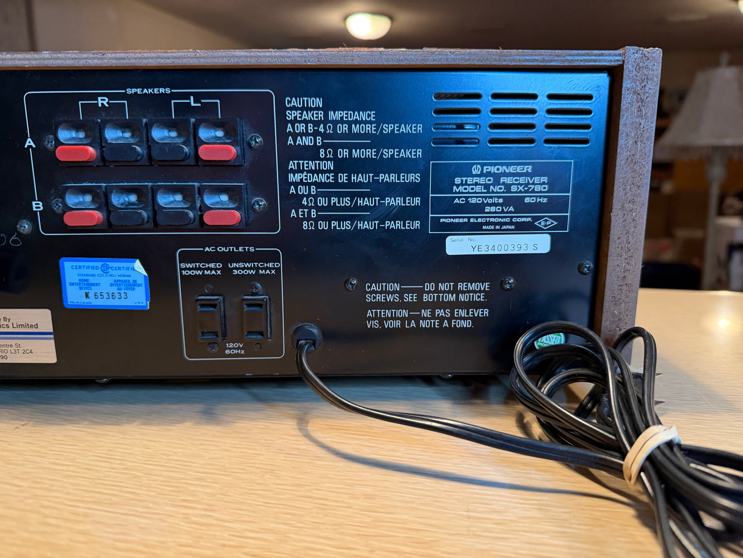 Vintage Pioneer SX-780 Stereo Receiver 45 Watts Per Channel High Output Serviced