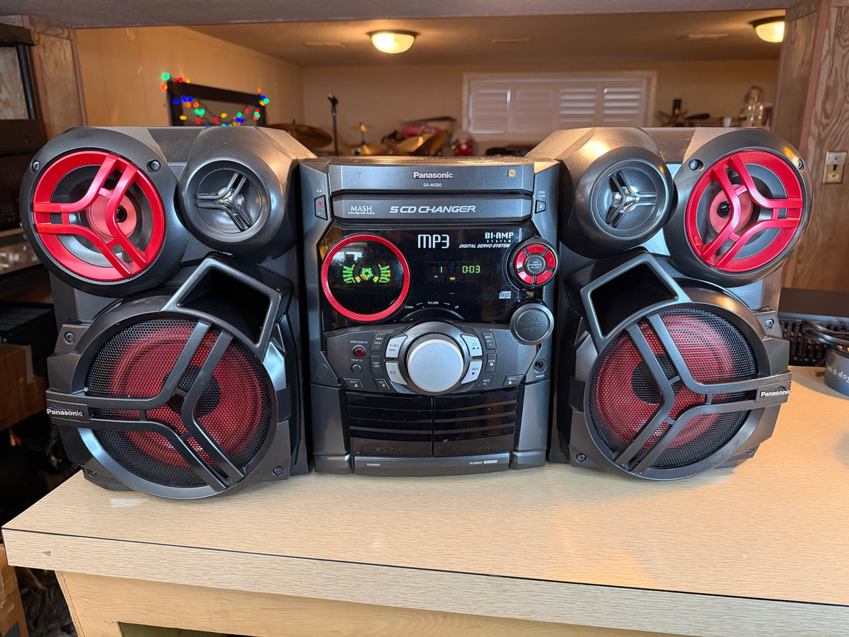 Panasonic SA-AK320 5 CD Dual Cassette Radio Stereo Boombox/ Fully Functional