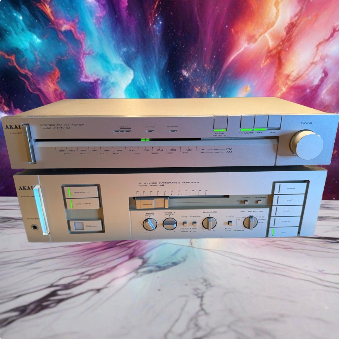 Vintage Akai DC Integrated Amplifier Model AM-U41 & Tuner AT-K110 FRESH Service!