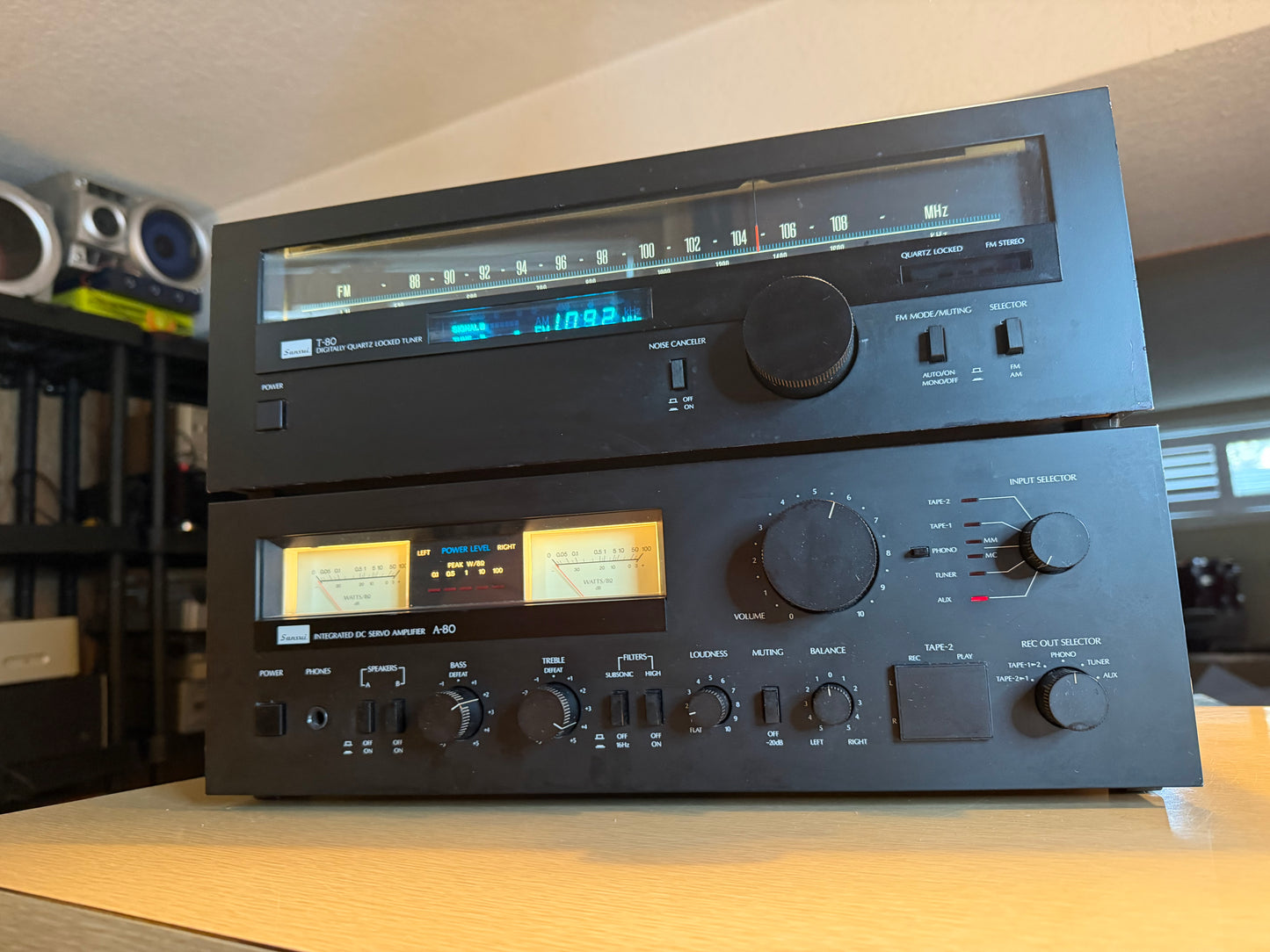 Sansui A-80 DC Servo Amplifier + T-80 Tuner Black Fresh Servicing Rare Variant🔥