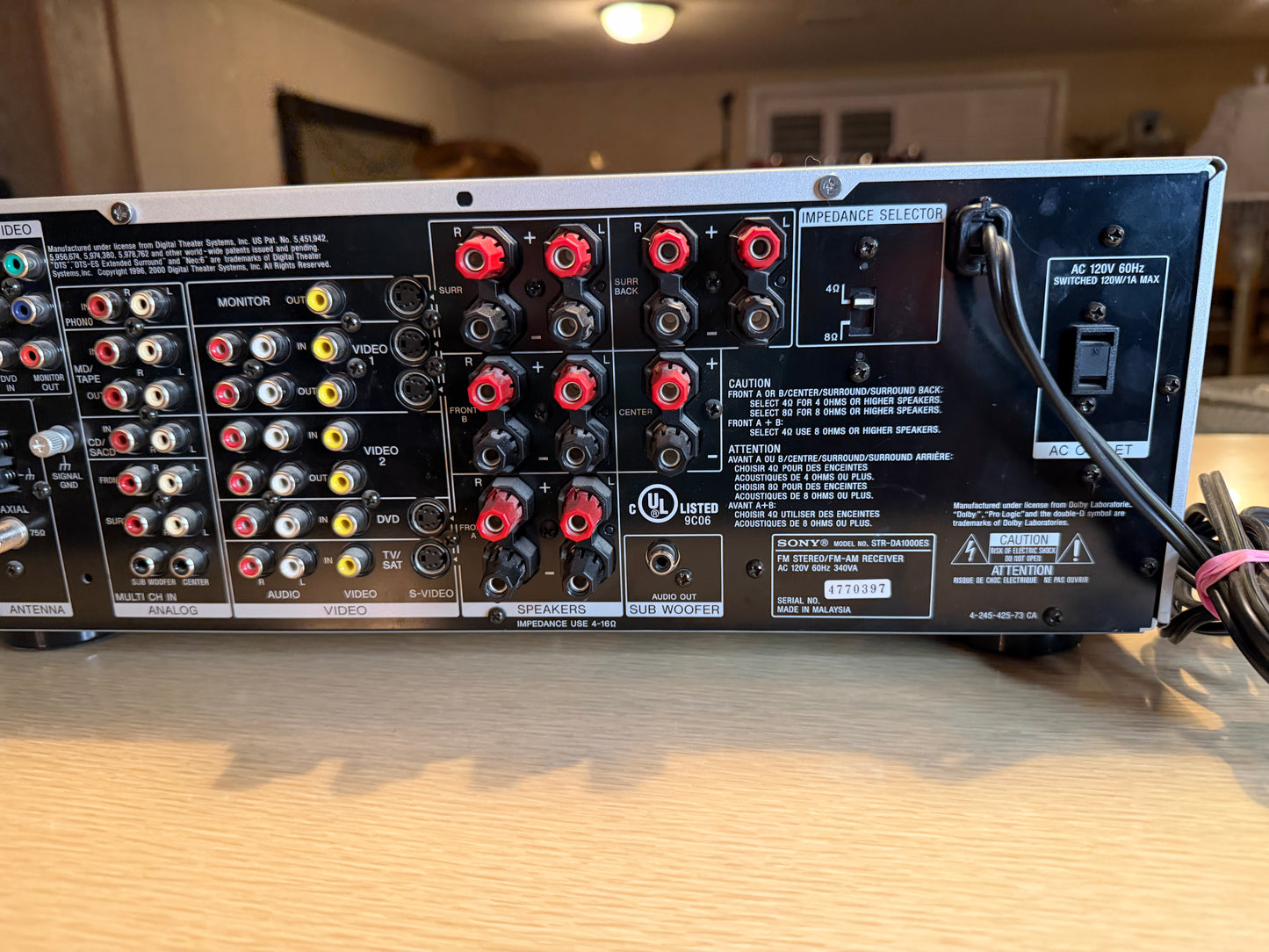 Sony STR-DA1000ES ELEVATED STANDARD 7.1 Channel, 100 WPC Works W/ REMOTE Bundle