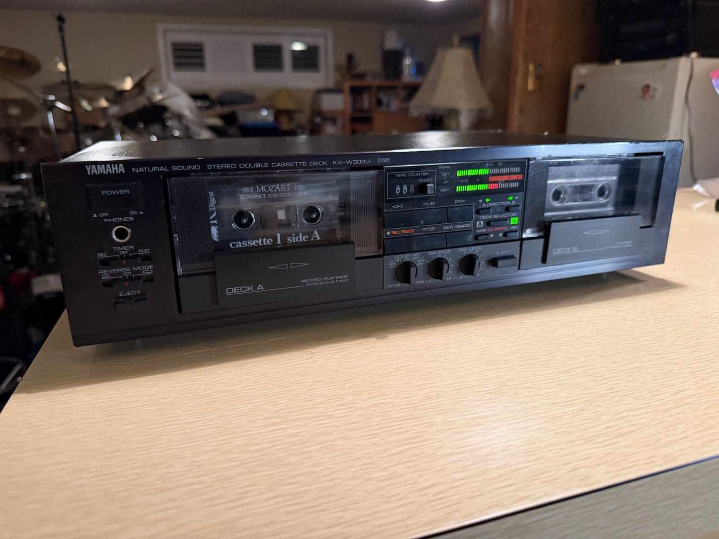 Yamaha KX-W302U Natural Sound Dual Cassette Deck Dolby B/C High Speed Dub Tested