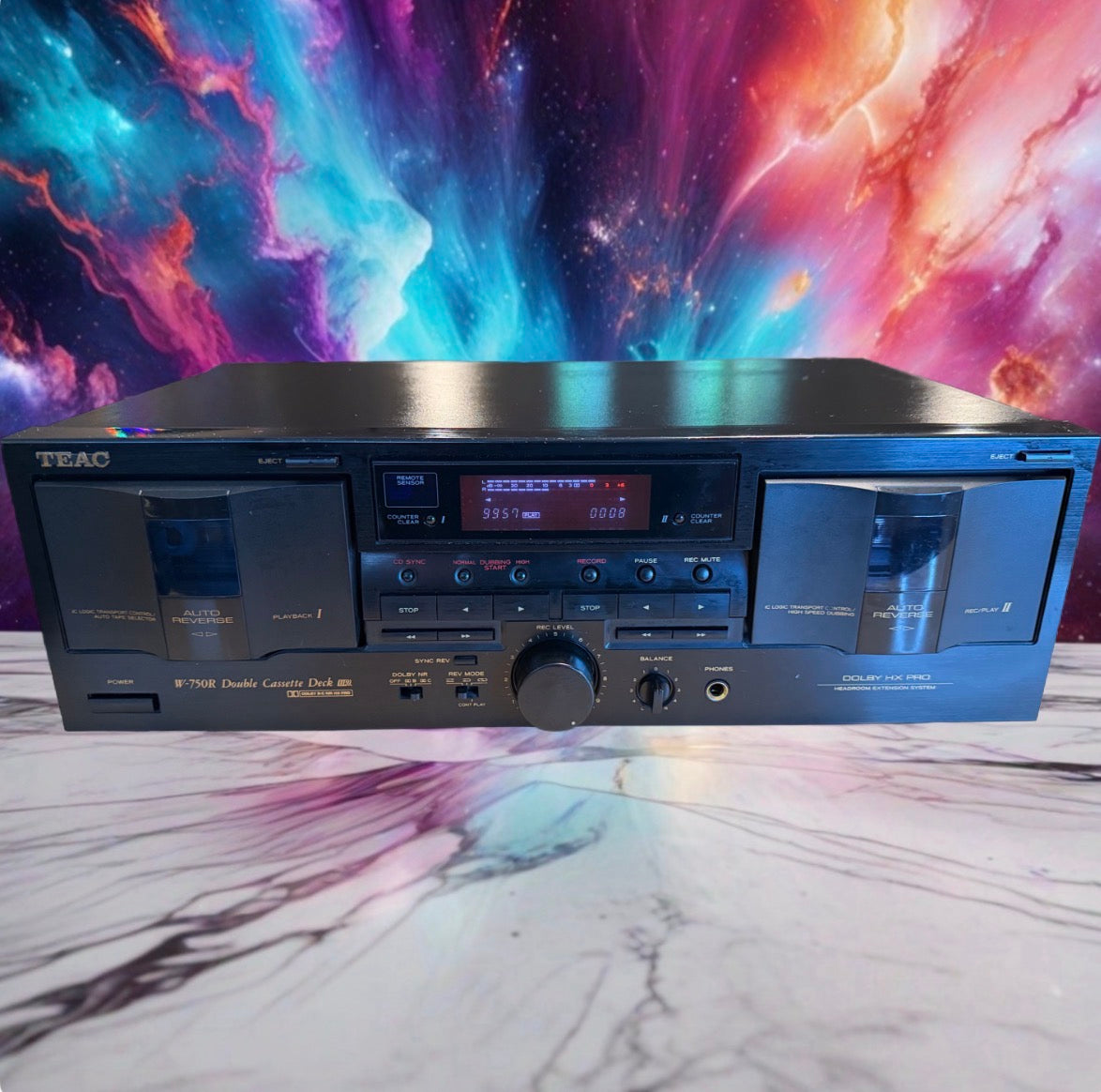 TEAC W-750R Dual Auto Reverse Cassette Deck Dolby HX Pro 3 Head Freshly Serviced