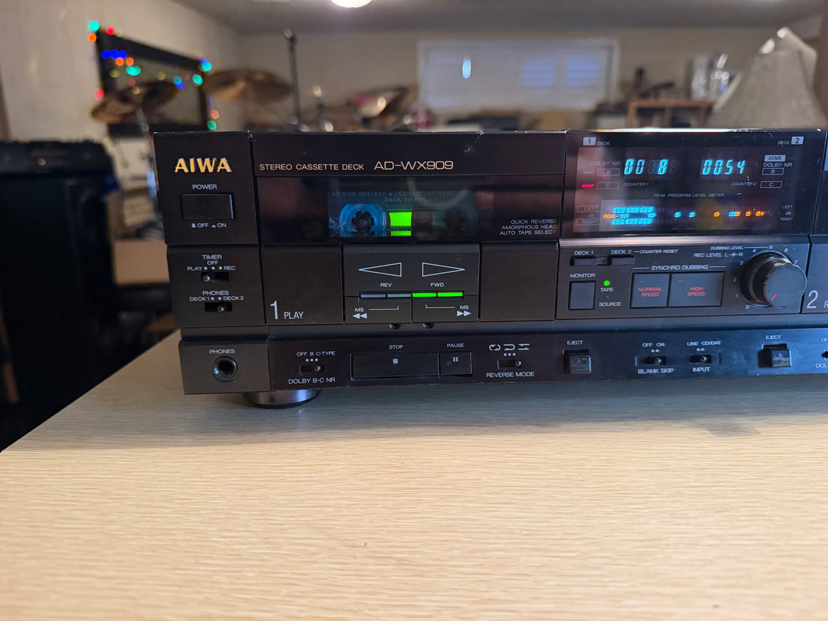 AIWA AD-WX909 Double Cassette Deck Rare 3 Head Hybrid Audiophile Fresh Service🔥