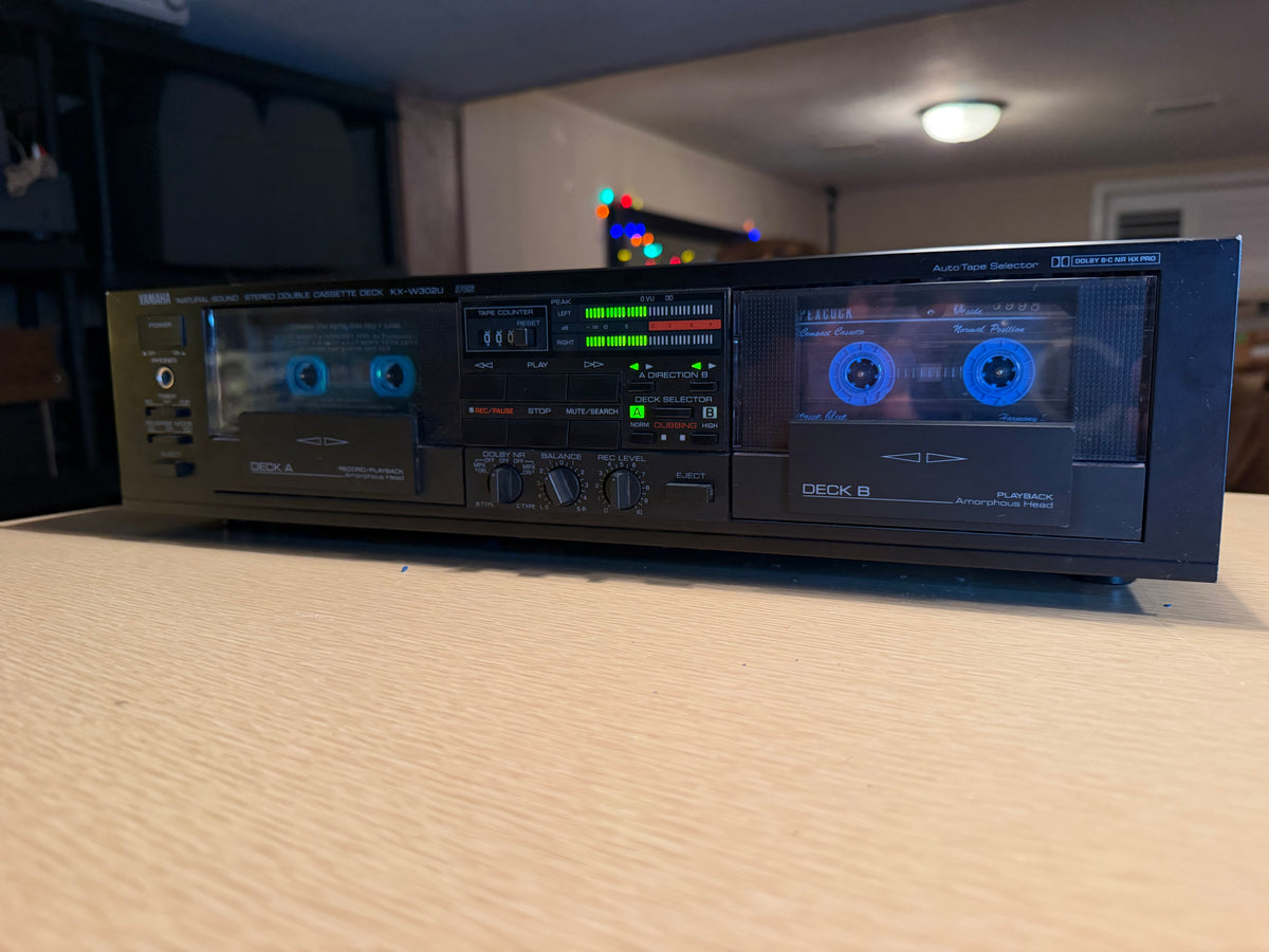 Yamaha Natural Sound Stereo Double Cassette Deck KX-W302U - Clean Serviced Rare!