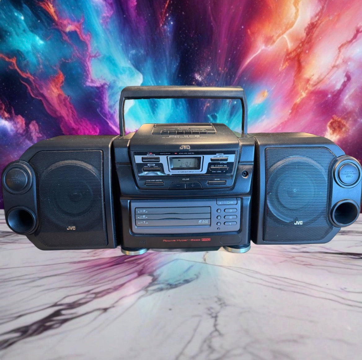 Vintage JVC PC-XC8BK Stereo A/Fm Cd Cassette Boom Box All Functions Operational!