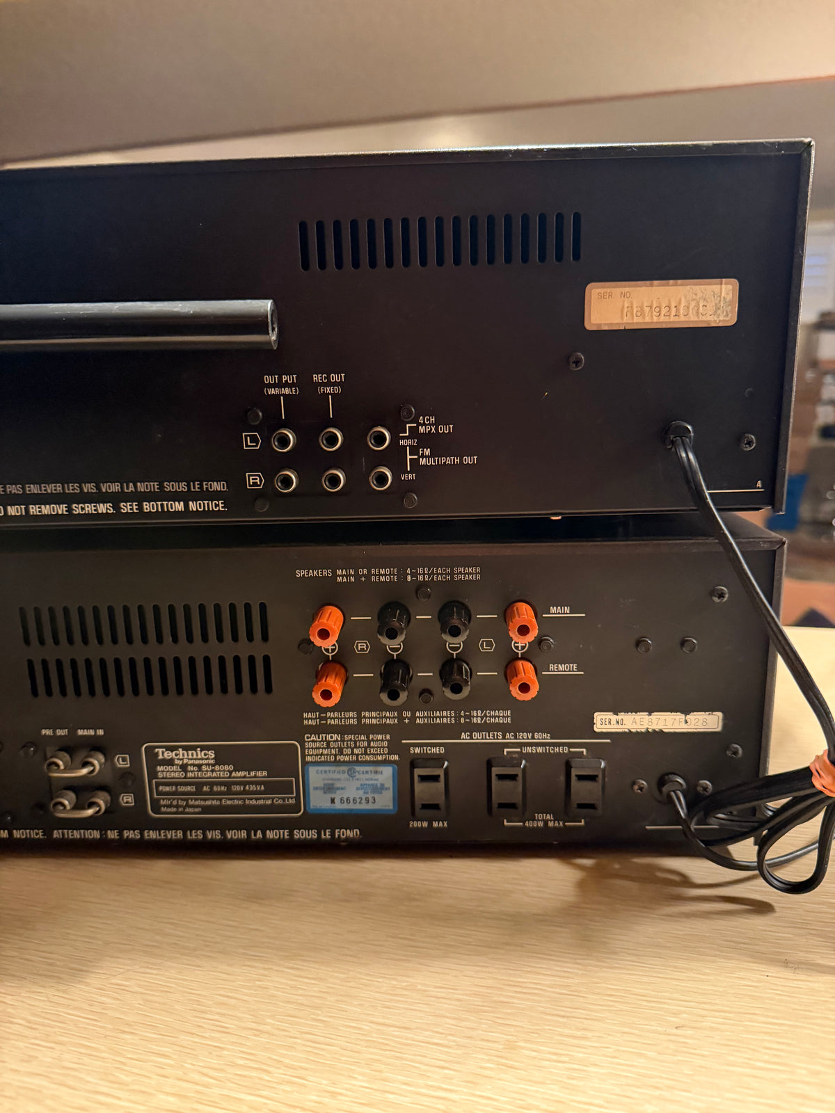 Technics SU 8080 Stereo Amplifier + ST-8080 Tuner New Bulbs Recapped Pro Service