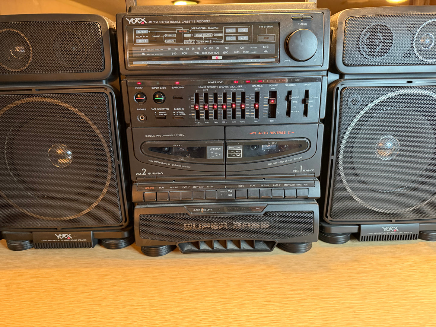 Vintage Yorx Beast Super Bass Ghetto Blaster Model 1400 All Functions Working🔥
