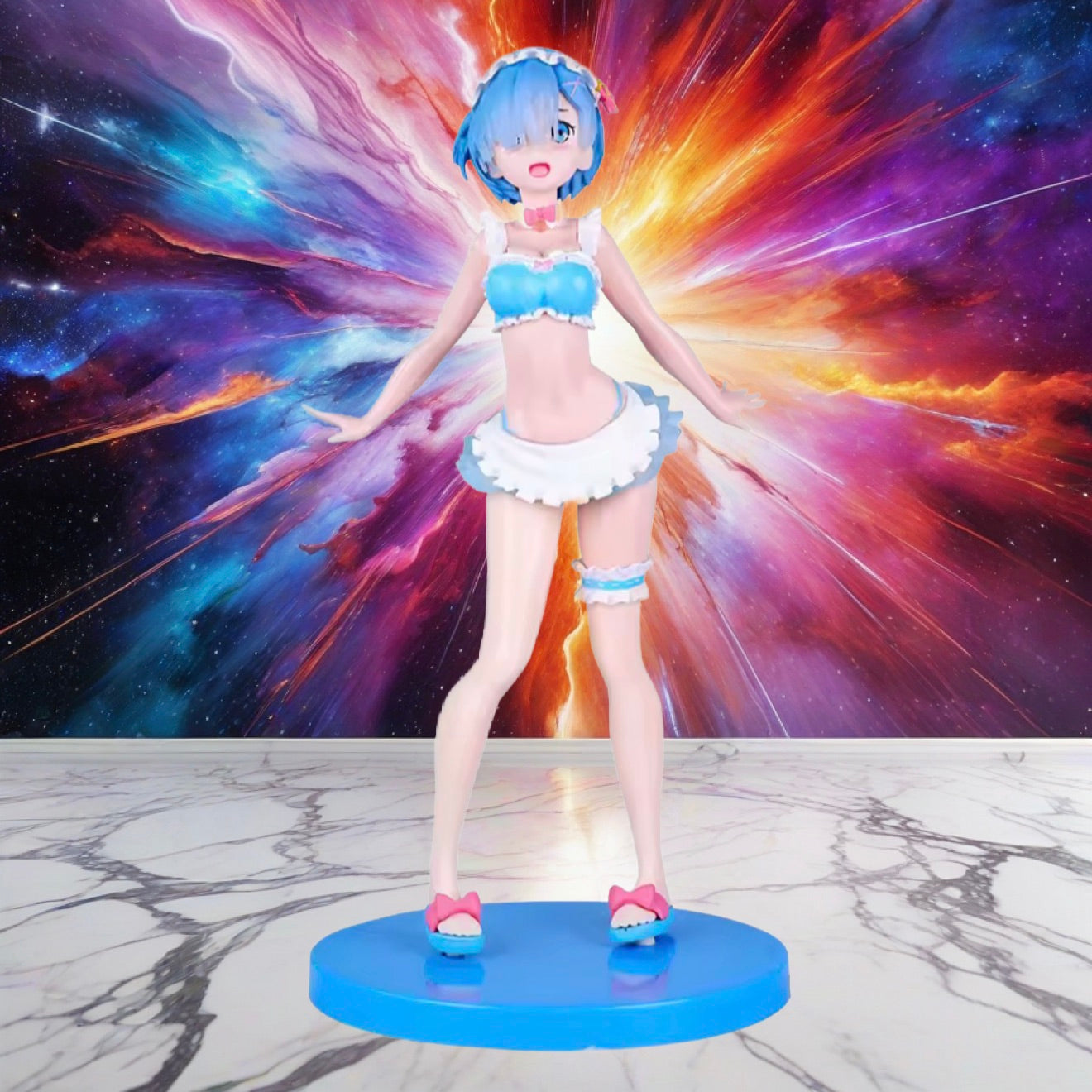 Bandai Rem Figure 23cm • Re:Zero Anime PVC Statue • Crystal Wedding Dress Model