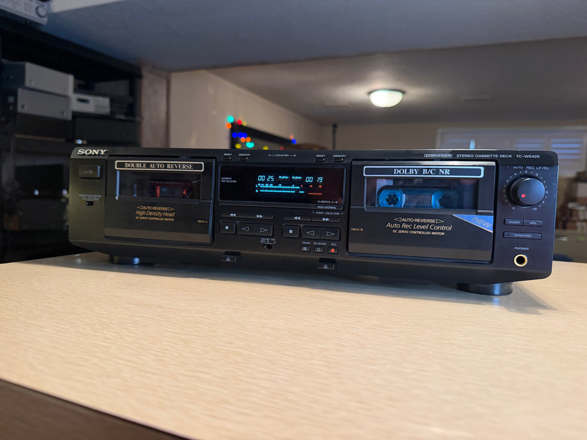 Sony TC WE425 Stereo Dual Cassette Deck - Serviced/New Belts Works Excellent🔥🎶