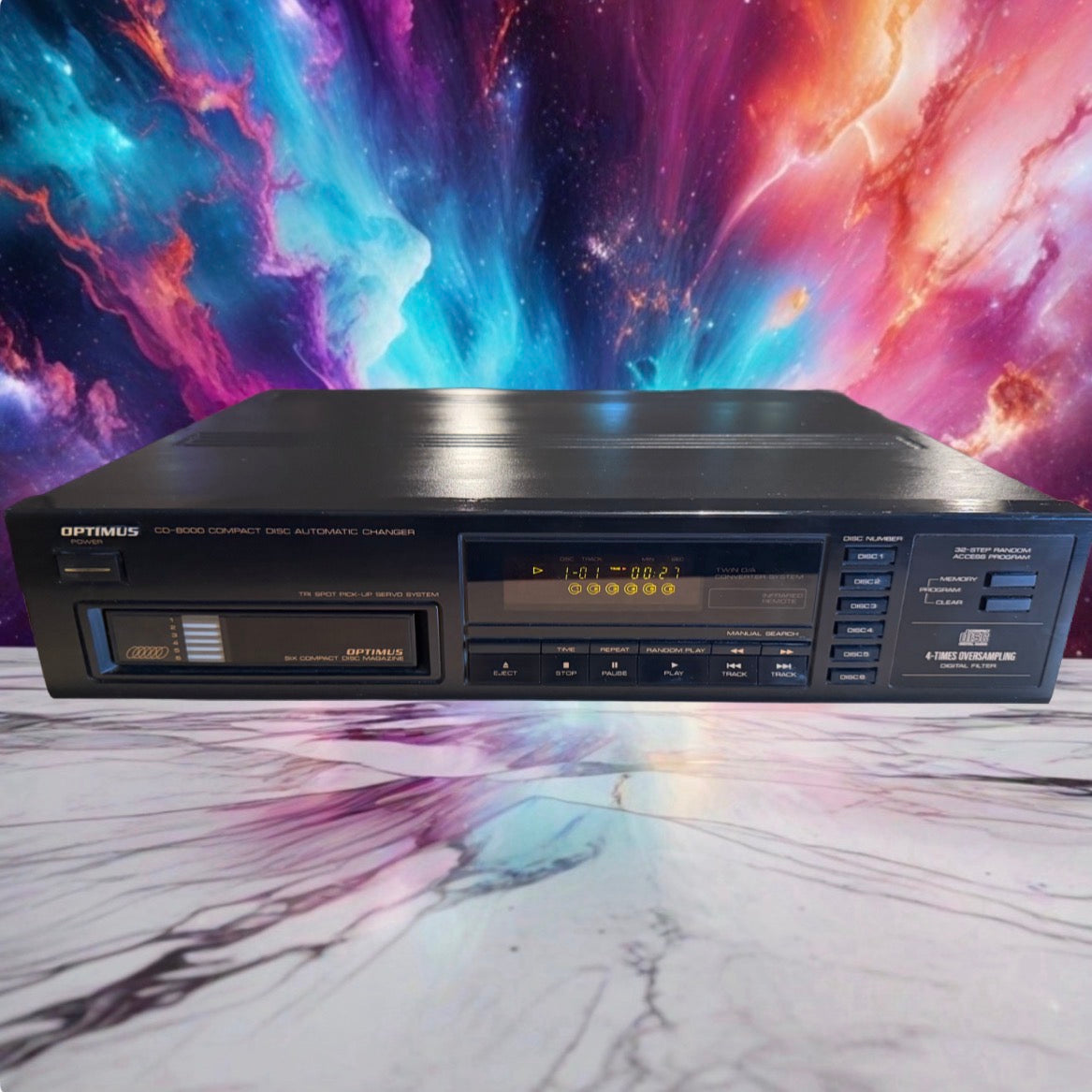Optimus CD-8000 6 Disc Cartridge Cd Player Radio Shack Near Mint Serviced Rare🎶