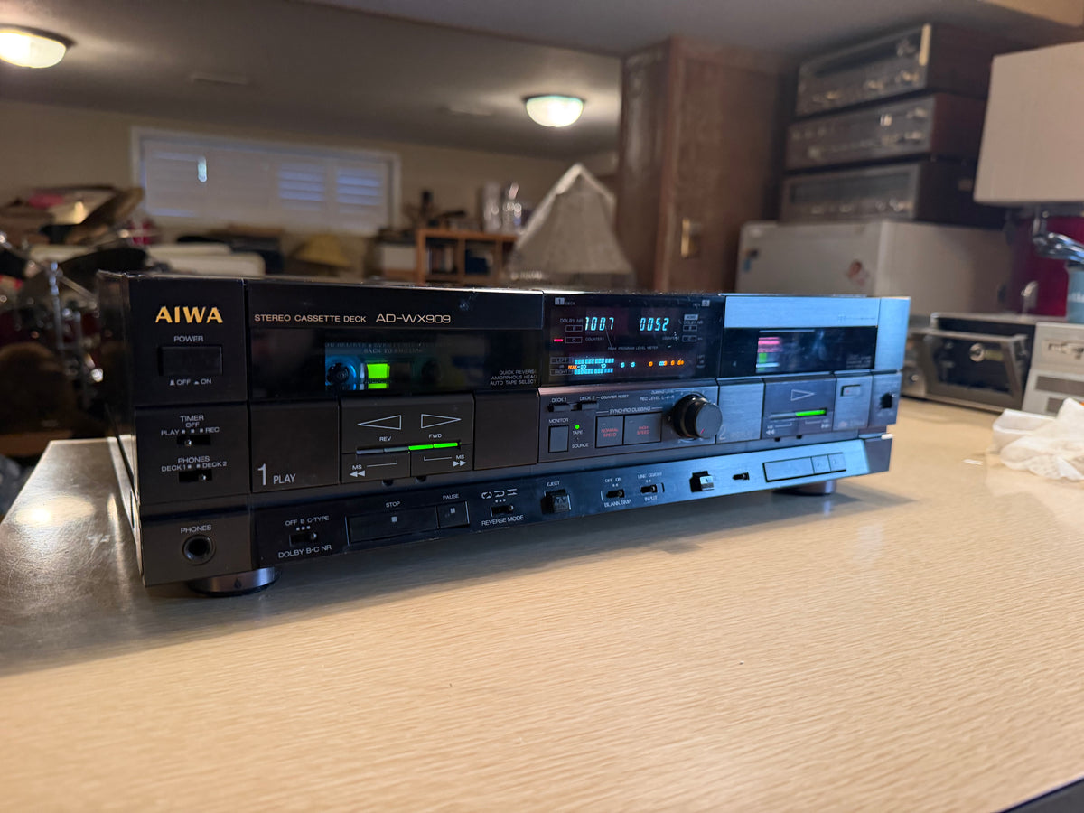 AIWA AD-WX909 Double Cassette Deck Rare 3 Head Hybrid Audiophile Fresh Service🔥