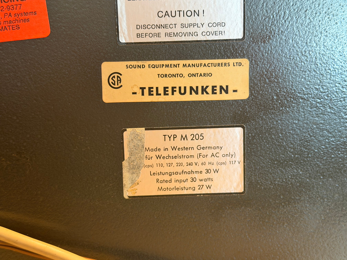Telefunken Magnetophen M205 Reel to Reel Made in Germany Tested Fully Working🎶