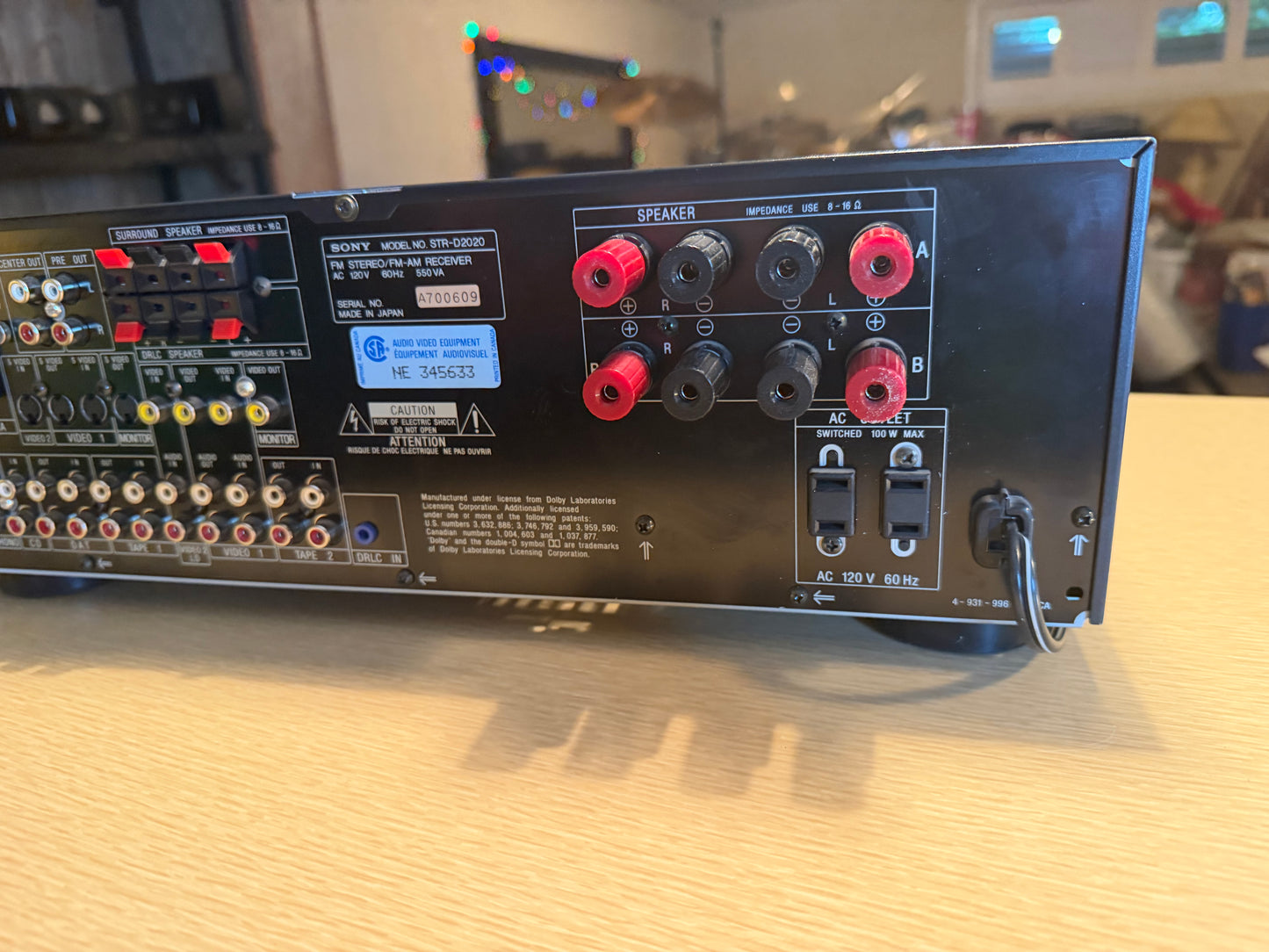 Sony STR‑D2020 Near‑Mint Receiver w/ Built‑In Equalizer Fresh Service 130WPC