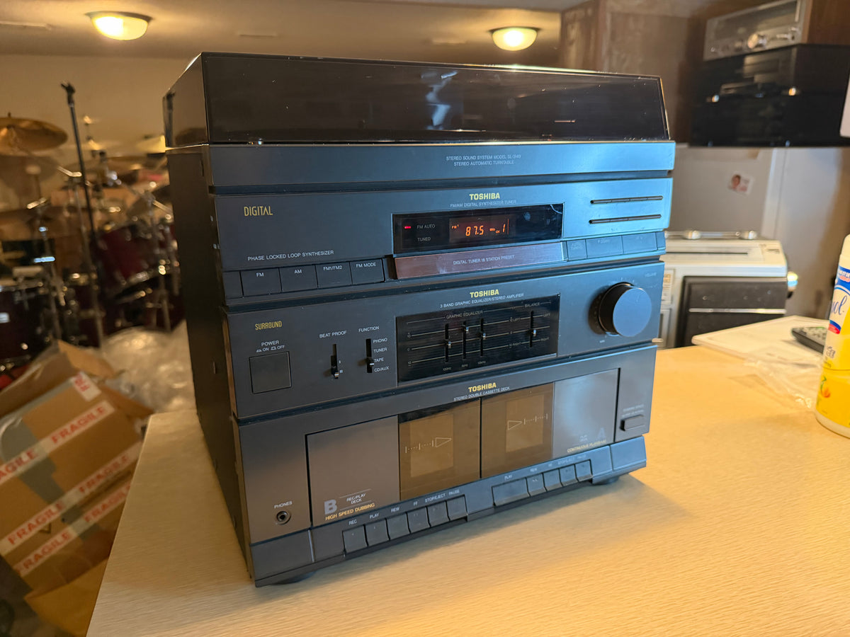 Toshiba SL-3149 Hi-Fi Stereo System Record Player 2 Cassette Equalizer Tested 🎶