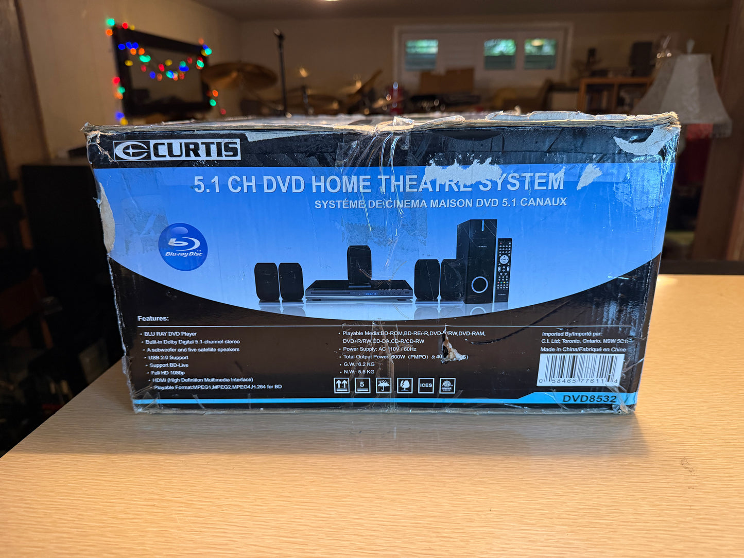 Curtis DVD8532 5.1 Home Theater System Blu‑Ray DVD Player Surround Sound NIB