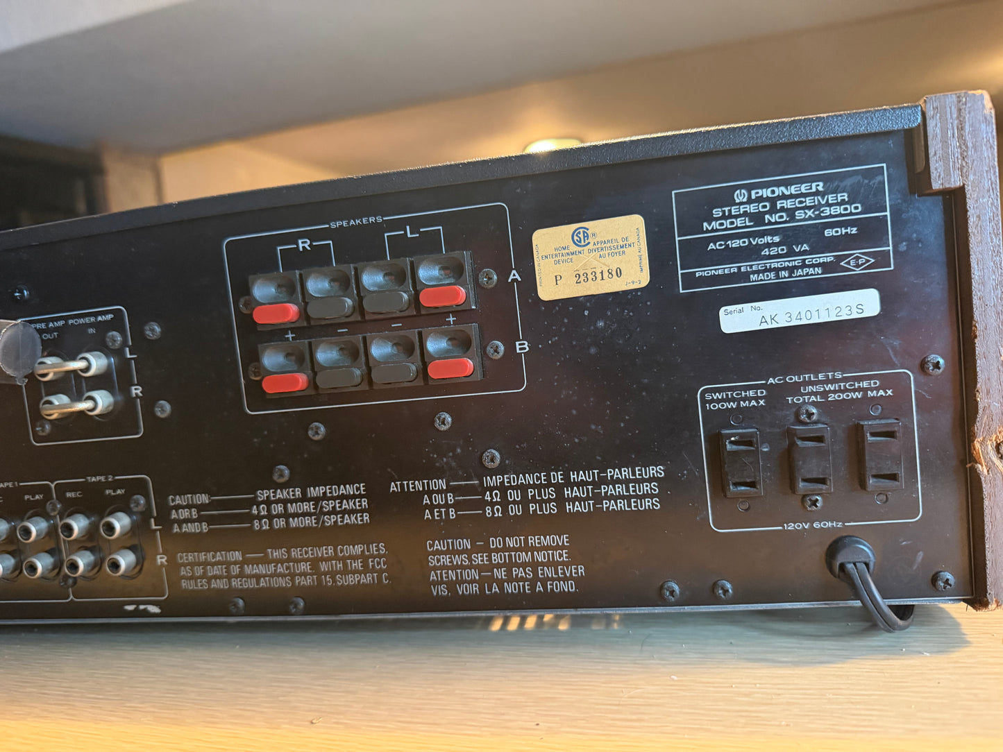 Vintage Pioneer SX-3800 Receiver Amplifier Beautiful Shape Full FRESH Servicing!