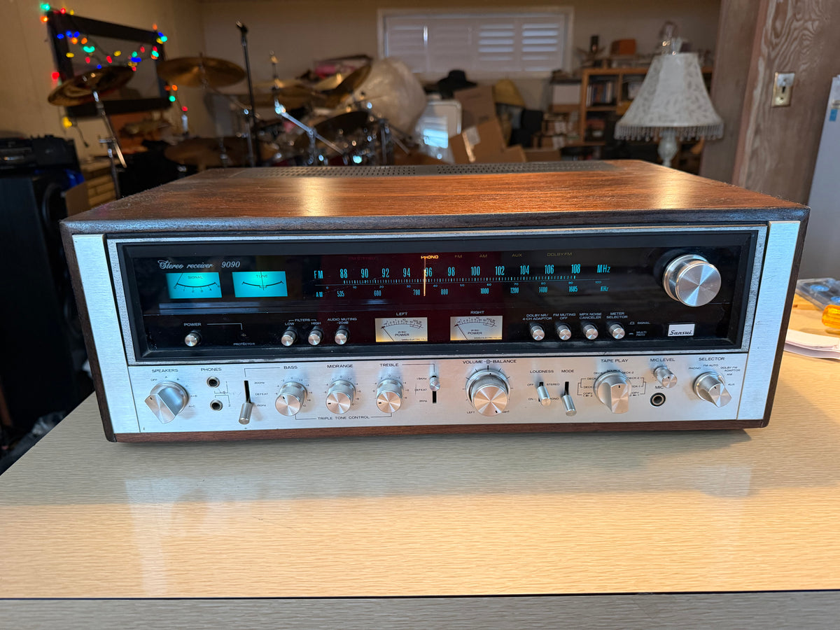 Sansui 9090 Vintage Stereo Receiver w/ Wood Case POWERS ON !!!READ DESC!!!