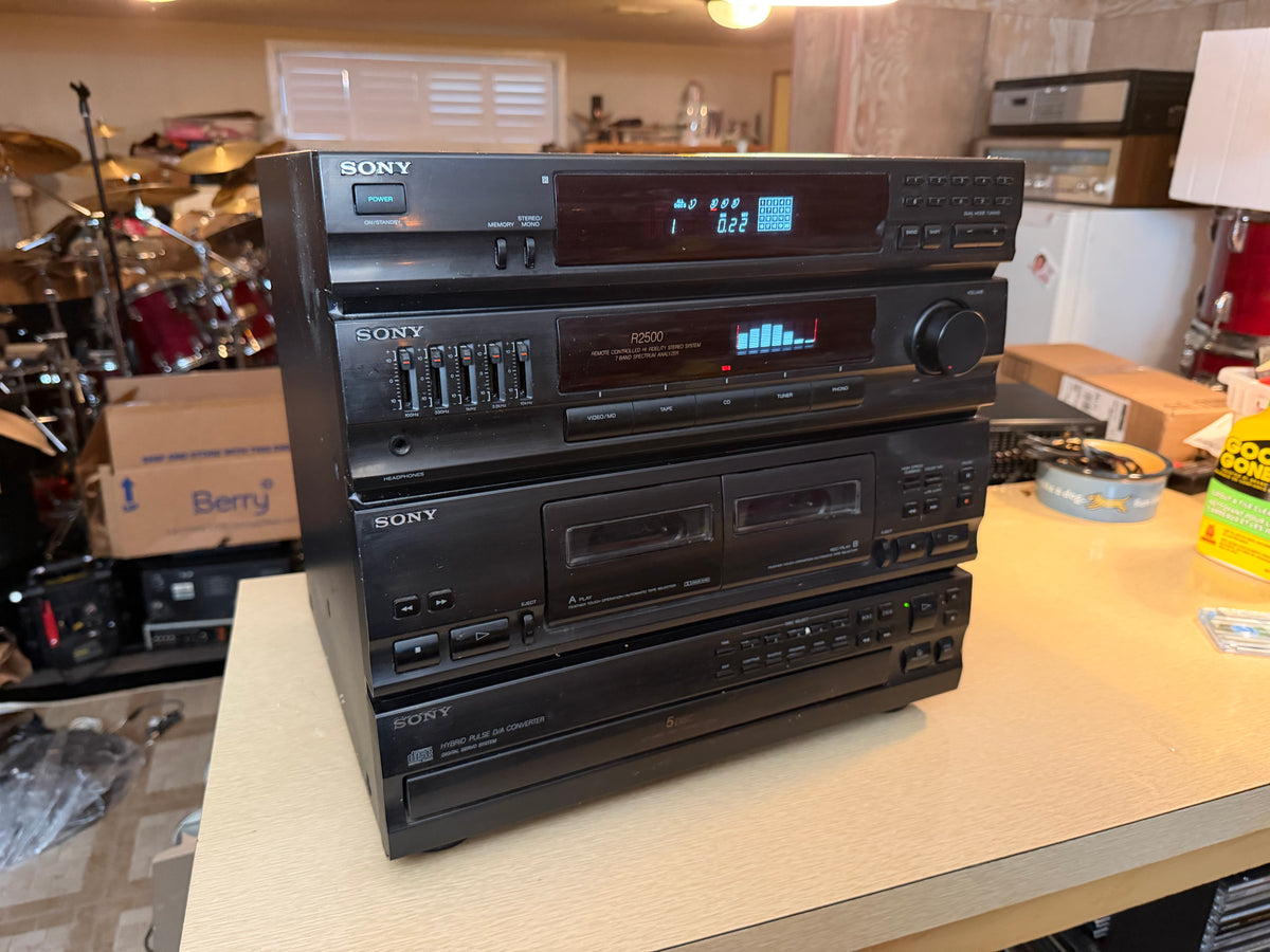 Vintage Sony R2400 Stereo System 5 CD Receiver Deck HCD-241 Tested Working Tank!