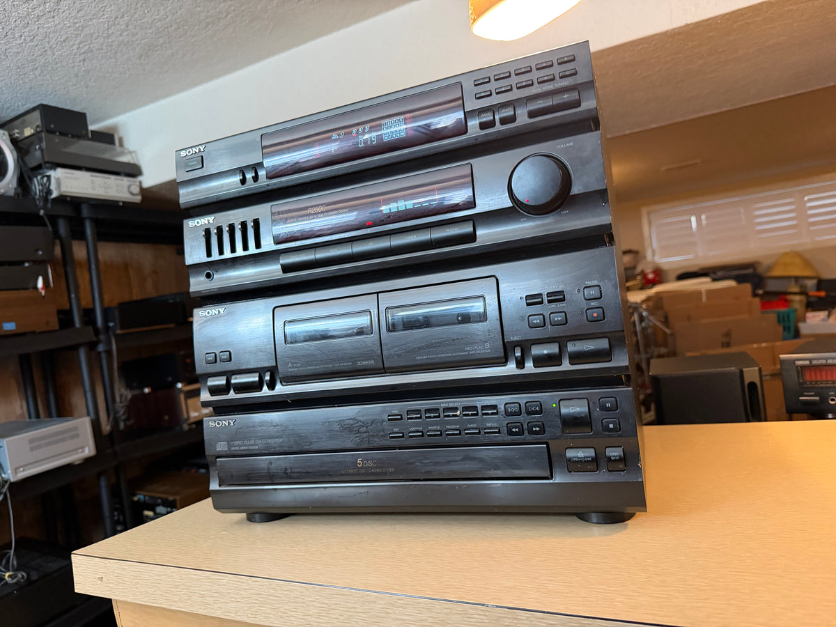 Vintage Sony R2400 Stereo System 5 CD Receiver Deck HCD-241 Tested Working Tank!