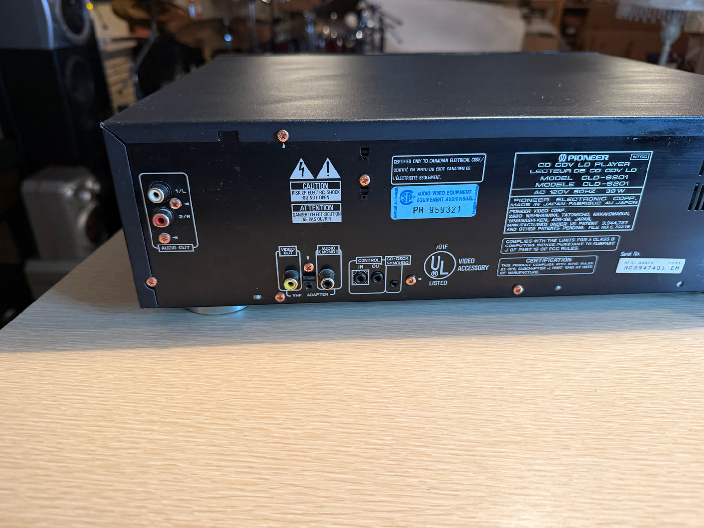 Vintage PIONEER Laser Disc Player CLD-S201 Tested & Working! Great Cond + Remote
