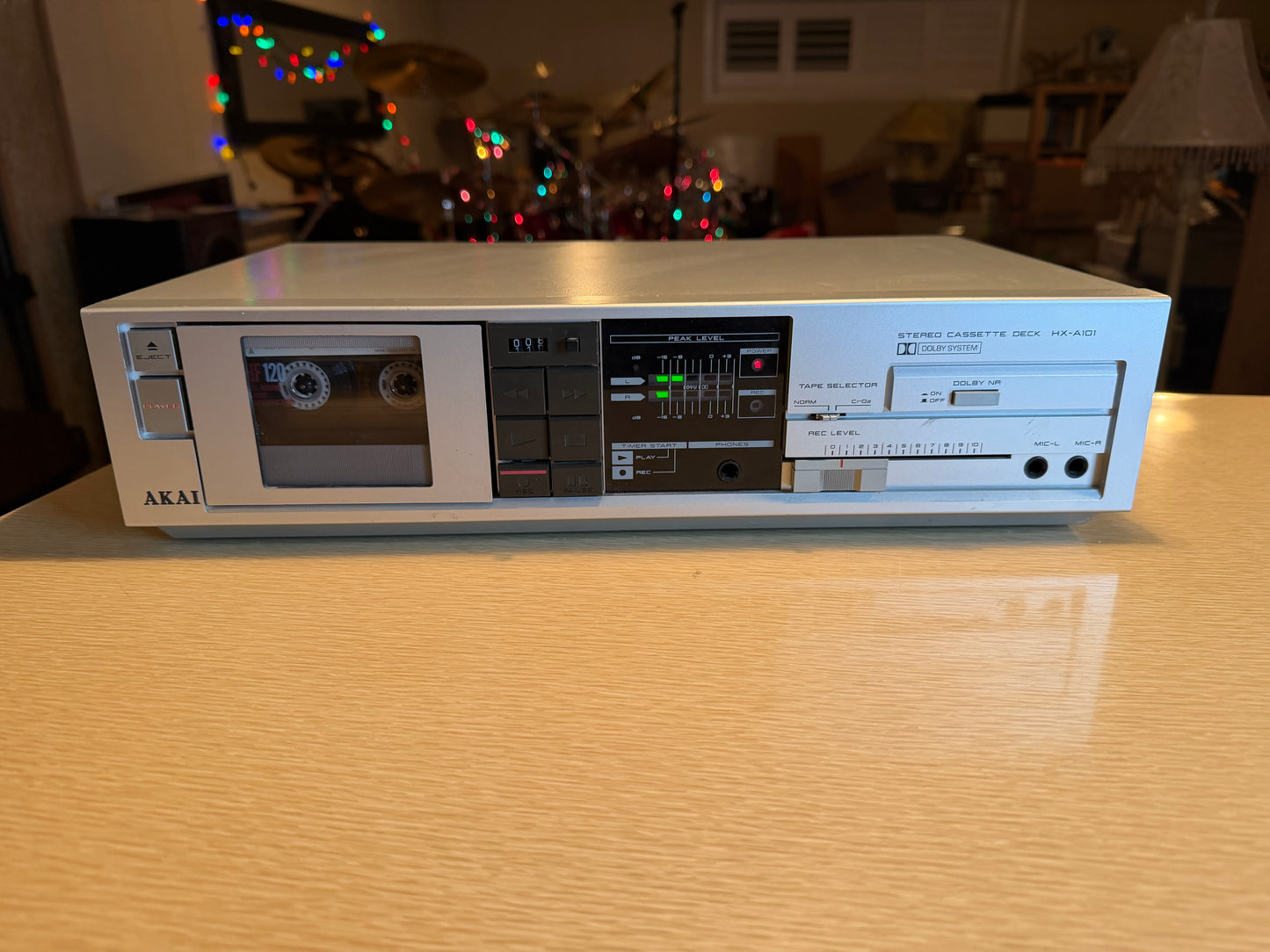 AKAI HX-A101 Stereo Double Cassette Deck SERVICED Sounds Great Silver Beautiful