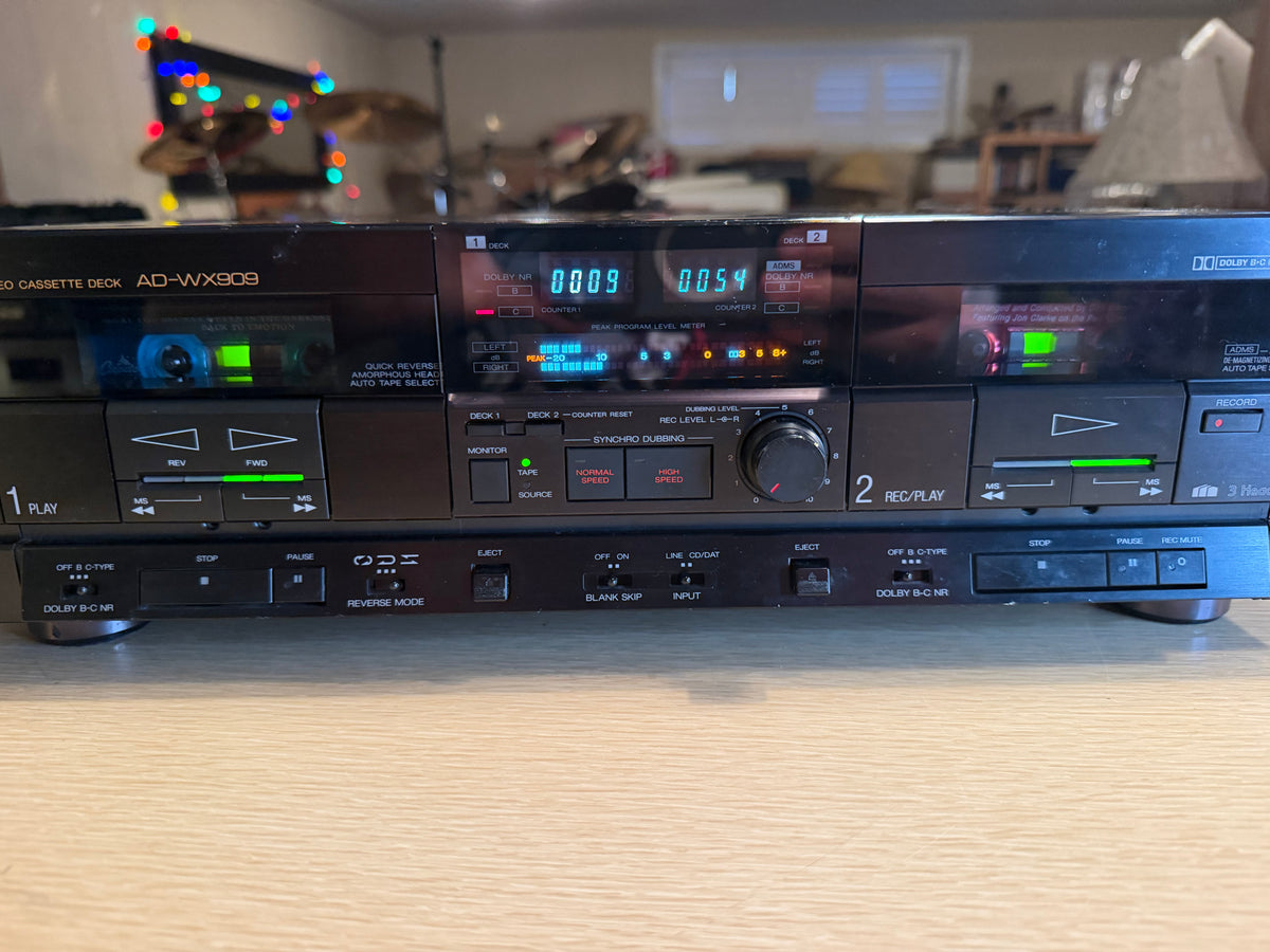 AIWA AD-WX909 Double Cassette Deck Rare 3 Head Hybrid Audiophile Fresh Service🔥