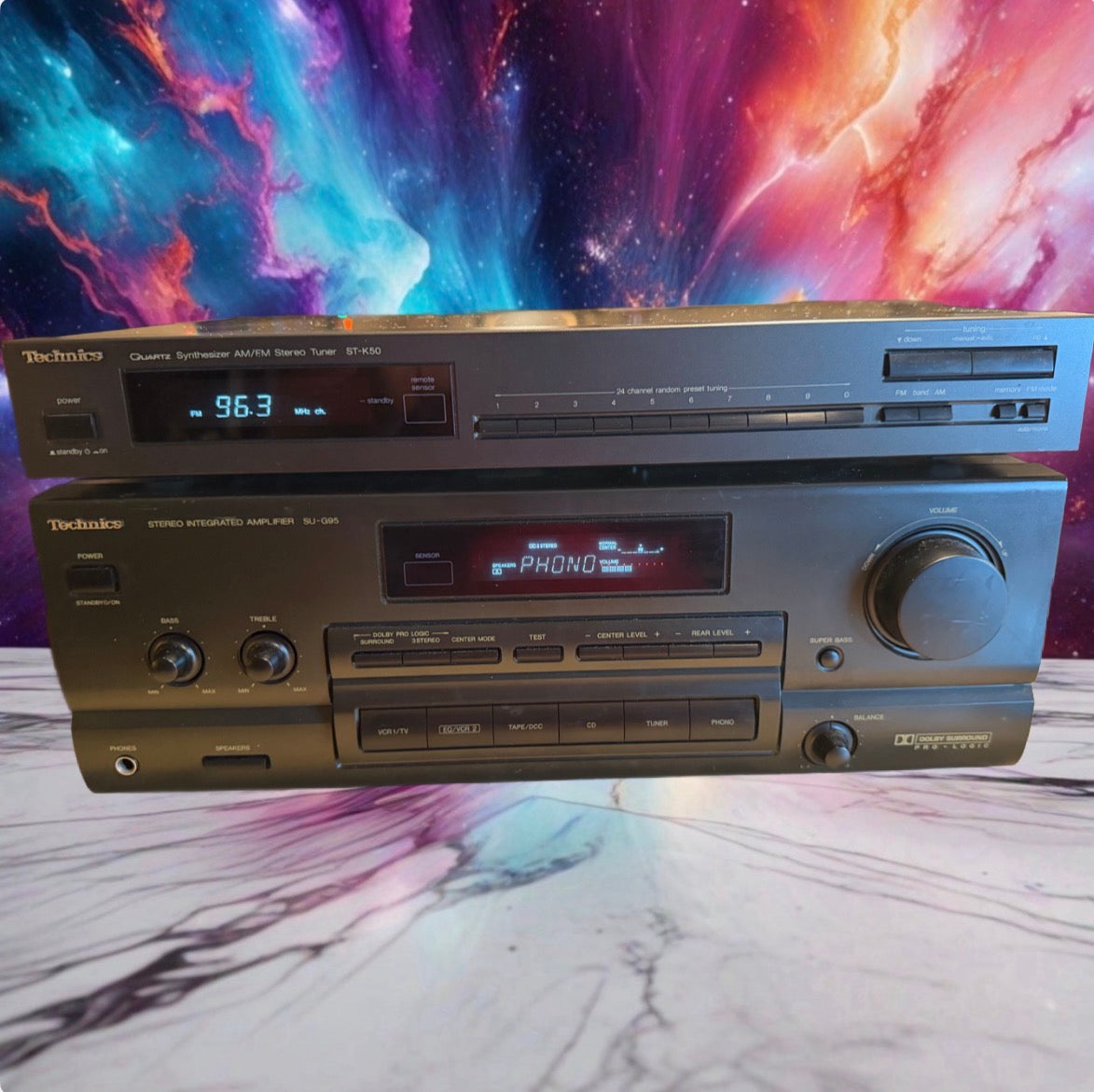 Technics SU-G95 Amplifier + ST-K50 Tuner Dolby Pro-Logic Surround Japan Serviced