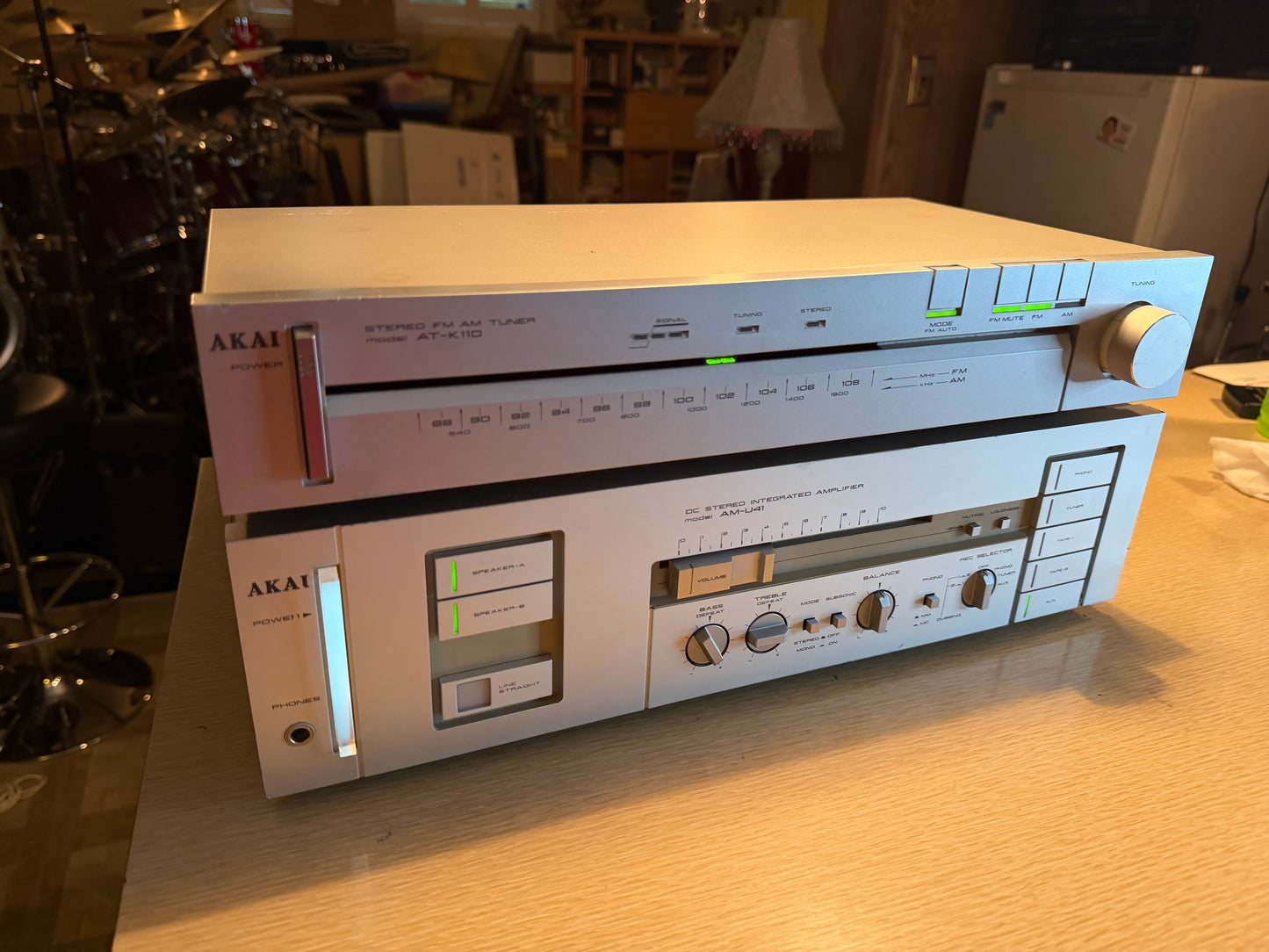 Vintage Akai DC Integrated Amplifier Model AM-U41 & Tuner AT-K110 FRESH Service!