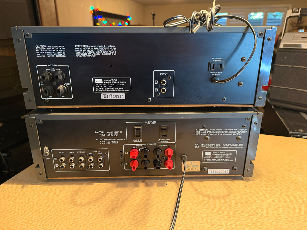 Sansui A-40 Integrated Amplifier+ T-60 Tuner Hi-Fi Near Mint Recapped Serviced🔥